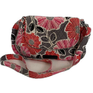 Vera Bradley Cherry Blossom Pink White Red Floral Quilted Crossbody Bag